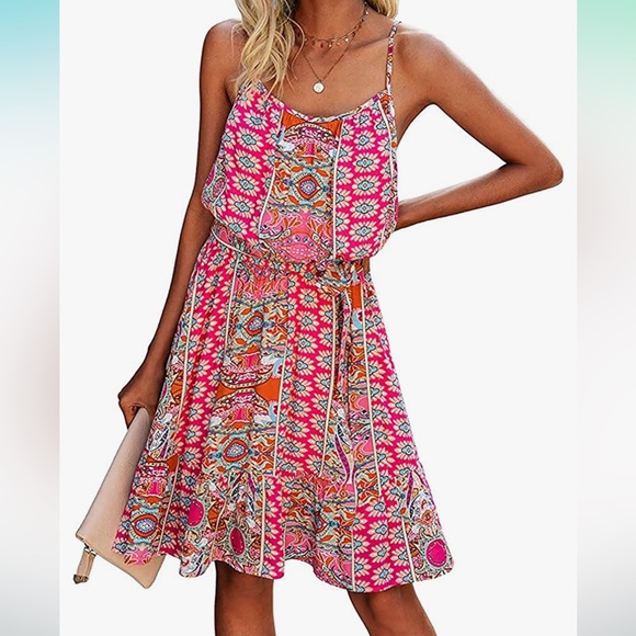 pretty garden Dresses & Skirts - Pretty Garden Dress size L summer pink floral design dress